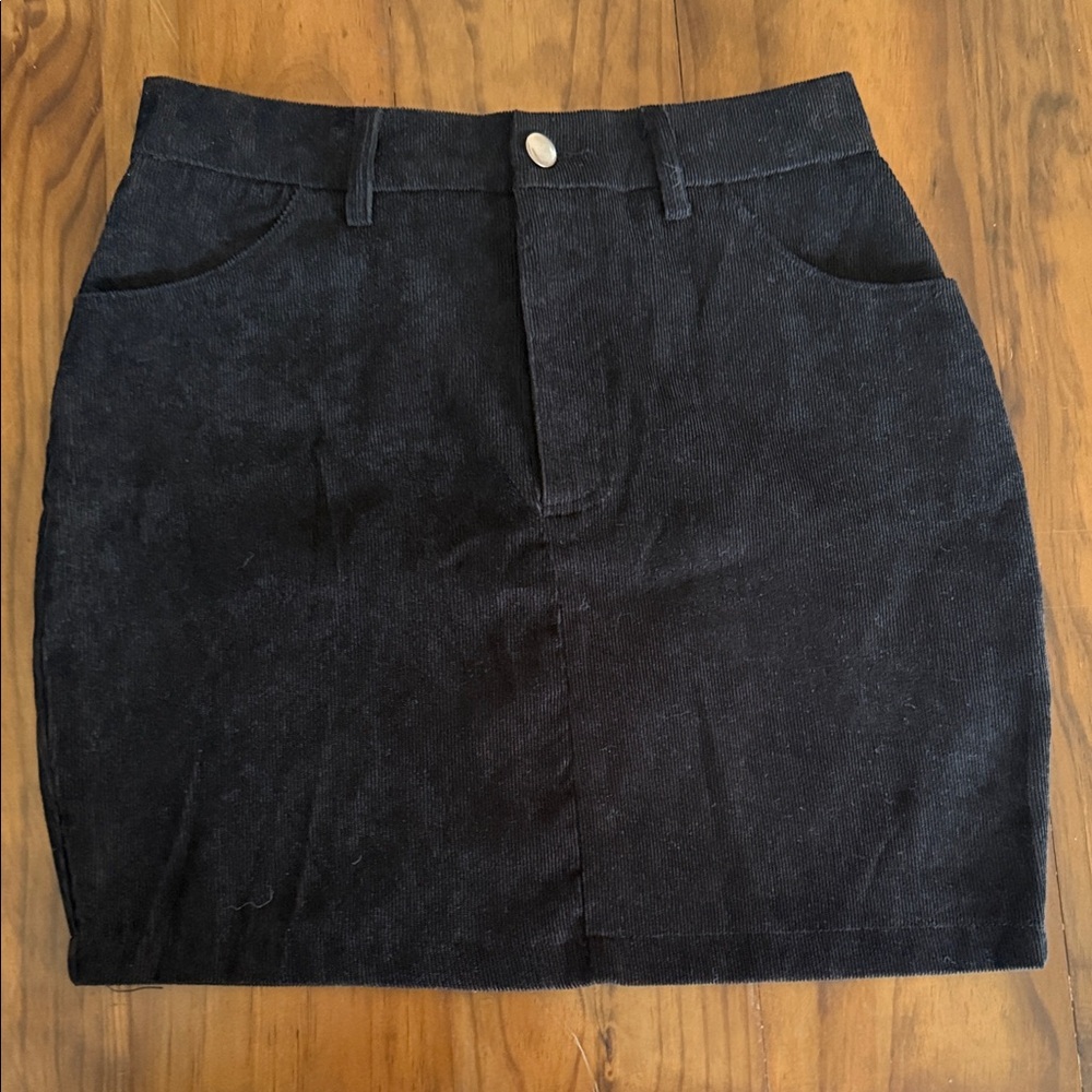 SHEIN Black Corduroy Mini Skirt